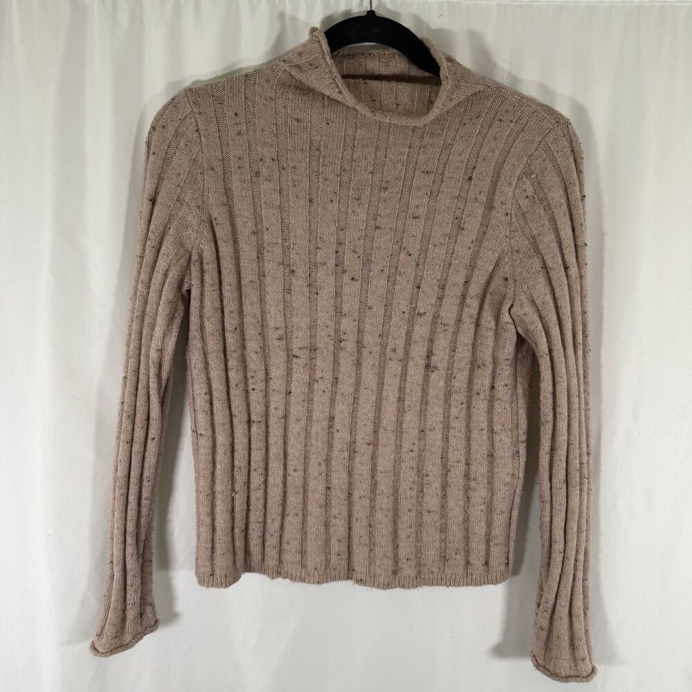 Madewell Wool Blend Sweater Women's XS Beige Ribbed Knit Long Sleeve